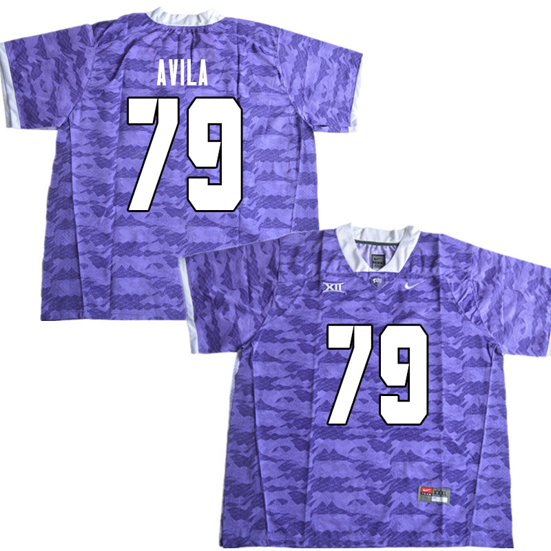 Men #79 Esteban Avila TCU Horned Frogs College Football Jerseys Sale-Limited Purple